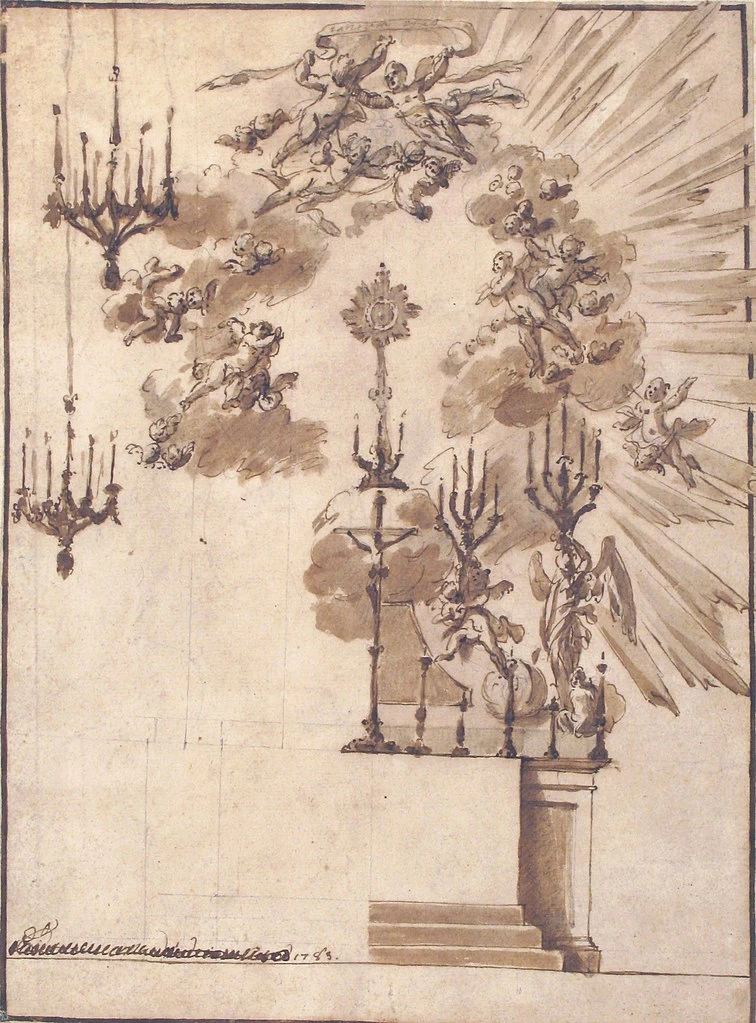 Progetto per un altare per le celebrazioni della settimana di Pasqua decorato con putti e lampadari - Metropolitan Museuo of Arts, New York